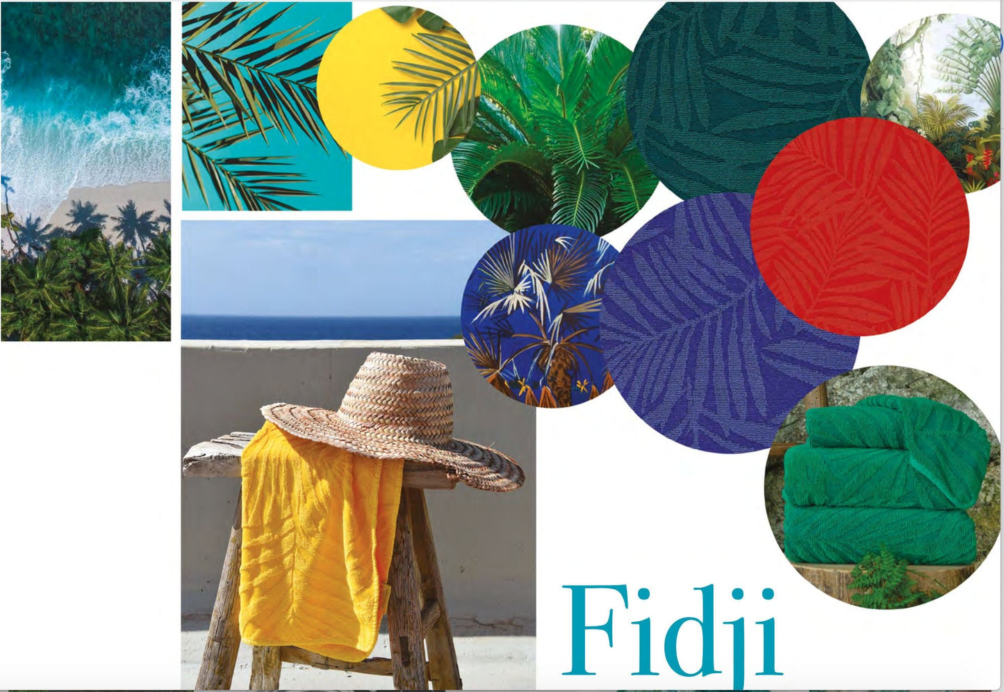 FIDJI Egyptian Cotton Palm Leaf Towels / 230 Emerald - |VESIMI Design| Luxury and Rustic bathrooms online
