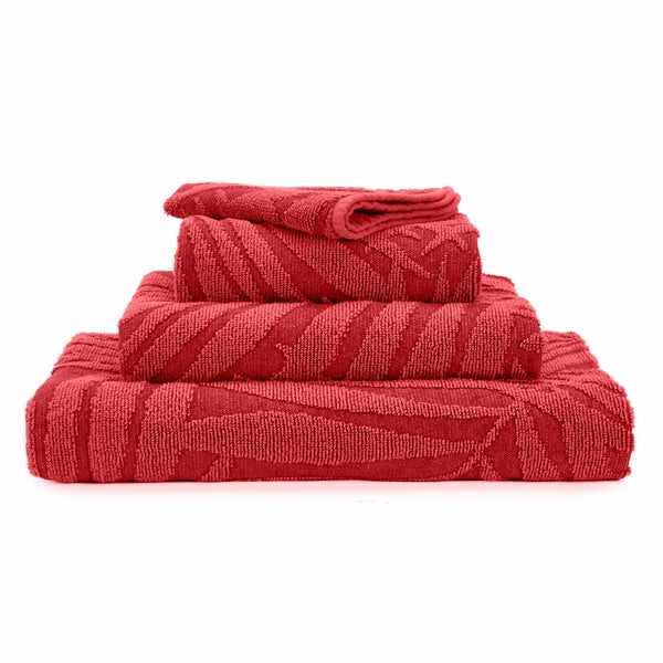 FIDJI Red Egyptian Cotton Palm Leaf Towels / 565 Flame - |VESIMI Design| Luxury and Rustic bathrooms online