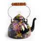 Flower Market Black Enamel Tea Kettle by Mackenzie Childs 2.84L - |VESIMI Design| Luxury and Rustic bathrooms online