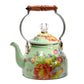 Flower Market Green Enamel Tea Kettle by Mackenzie-Childs 1,89L - |VESIMI Design| Luxury and Rustic bathrooms online
