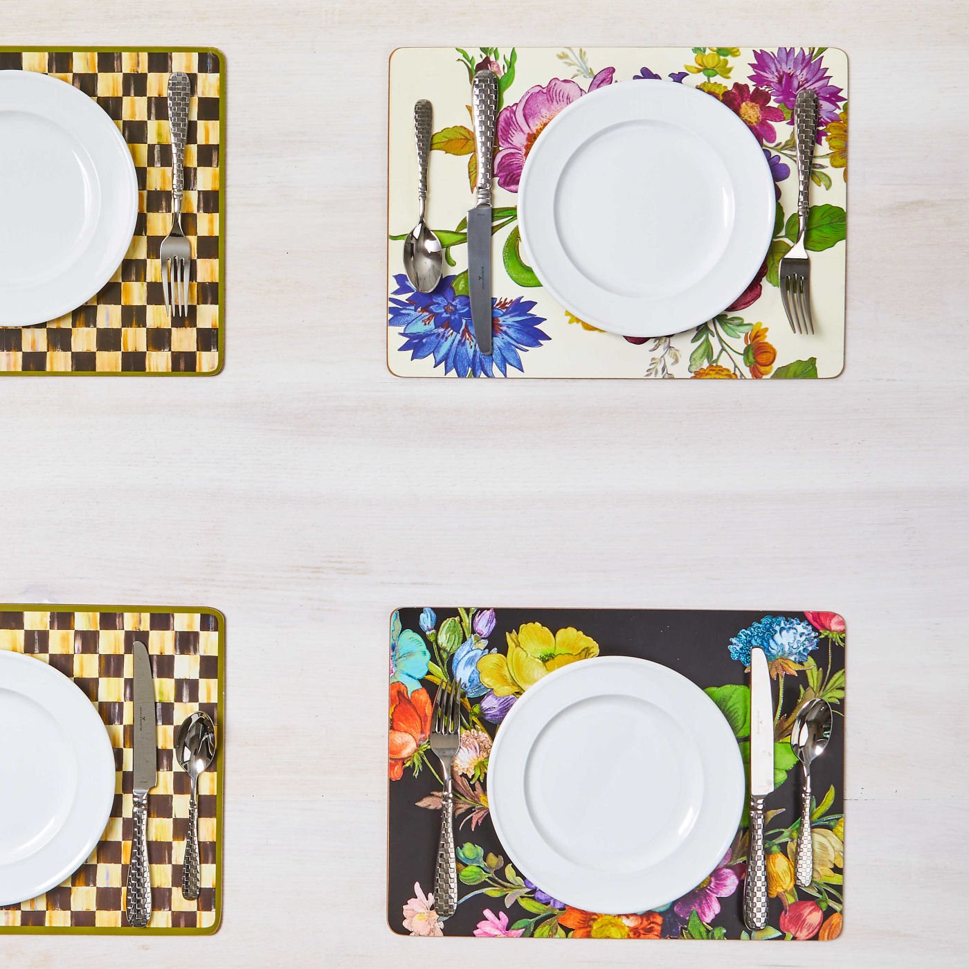 Flower Market Placemats - Black - Set of 4 - |VESIMI Design| Luxury and Rustic bathrooms online