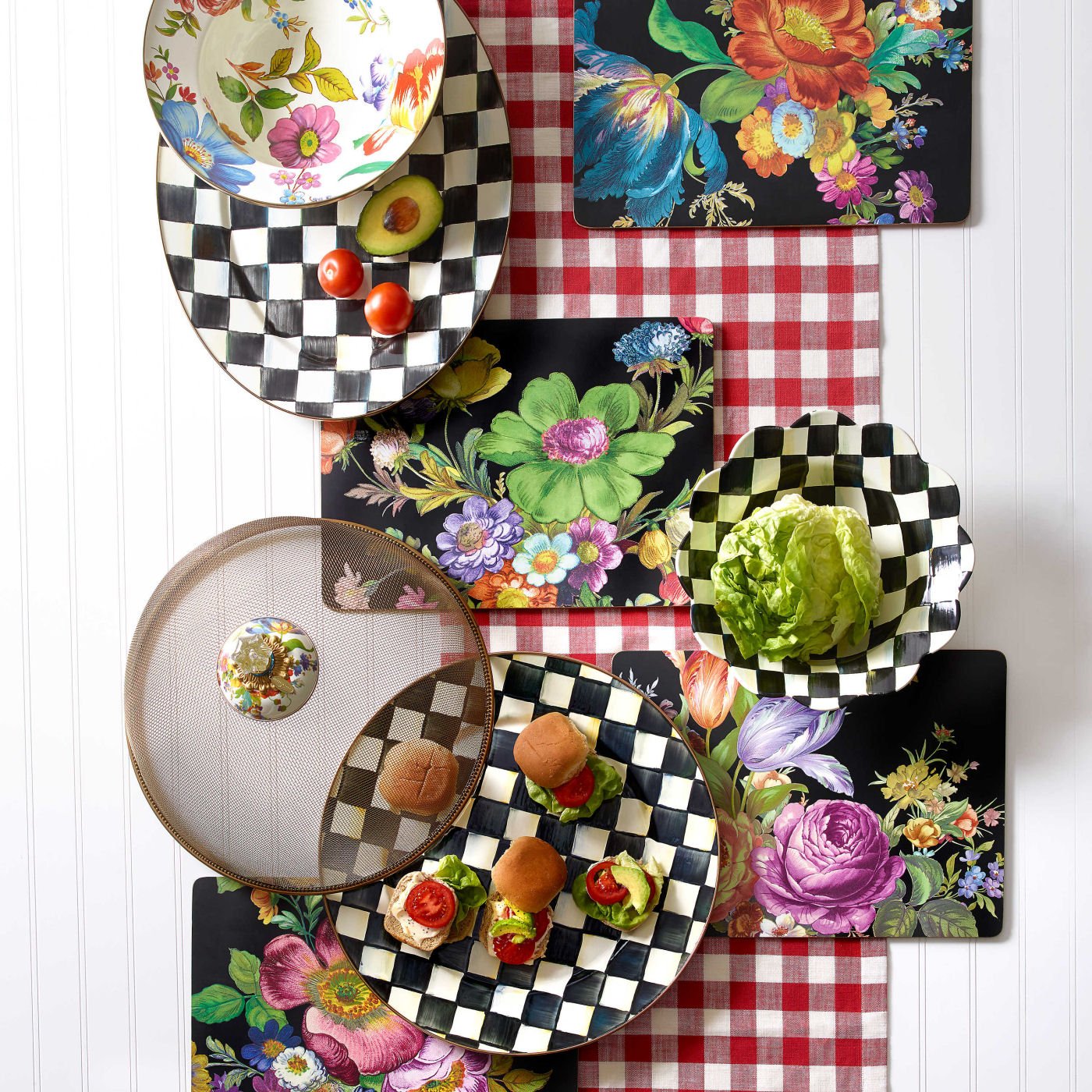 Flower Market Placemats - Black - Set of 4 - |VESIMI Design| Luxury and Rustic bathrooms online