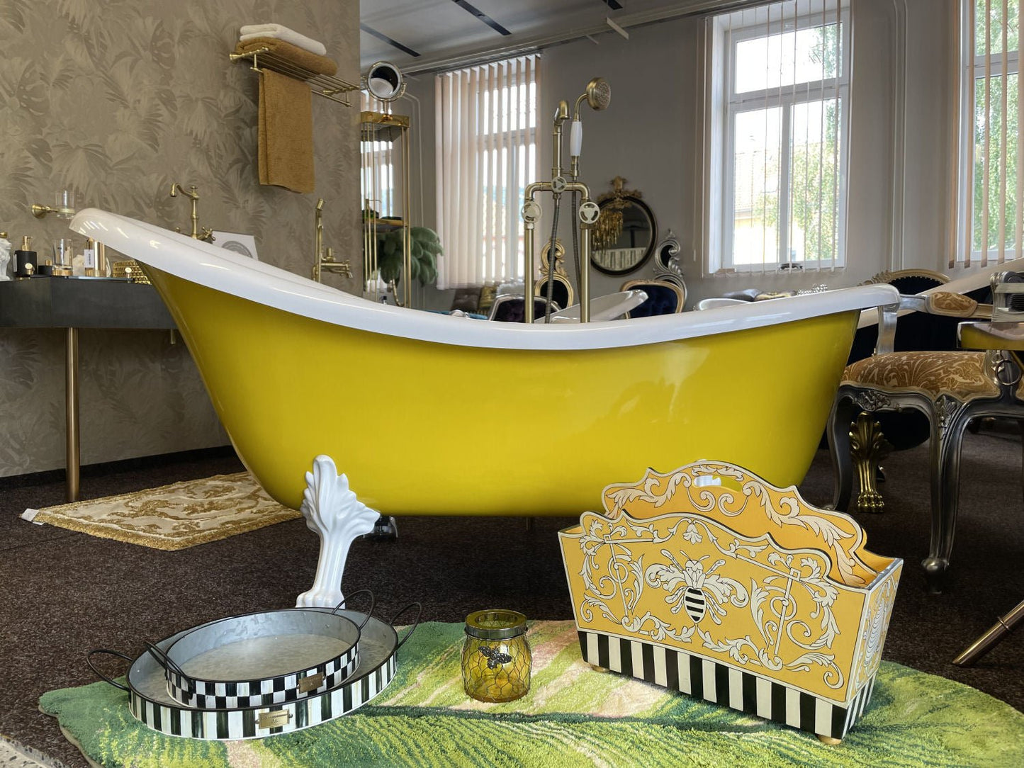 Freestanding Antique Brass Industrial Bathtub Faucet - |VESIMI Design|