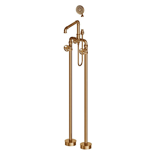 Freestanding Antique Brass Industrial Bathtub Faucet - |VESIMI Design|