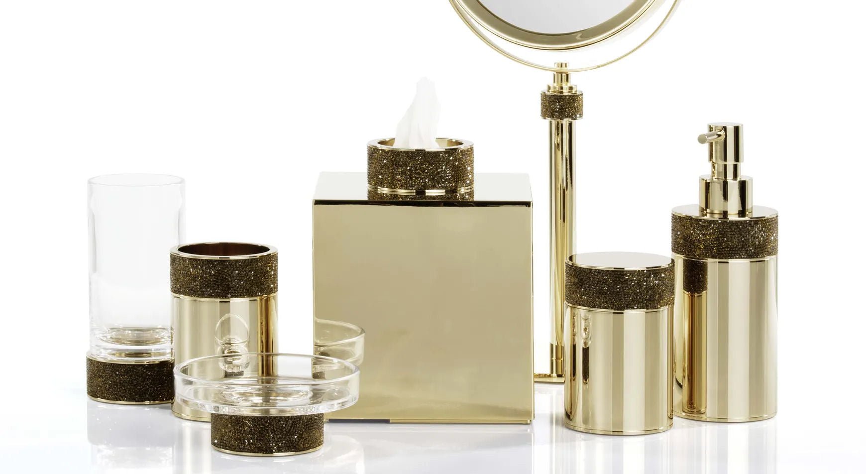 Gold Tumbler Holder with Swarowski® Crystals - |VESIMI Design|