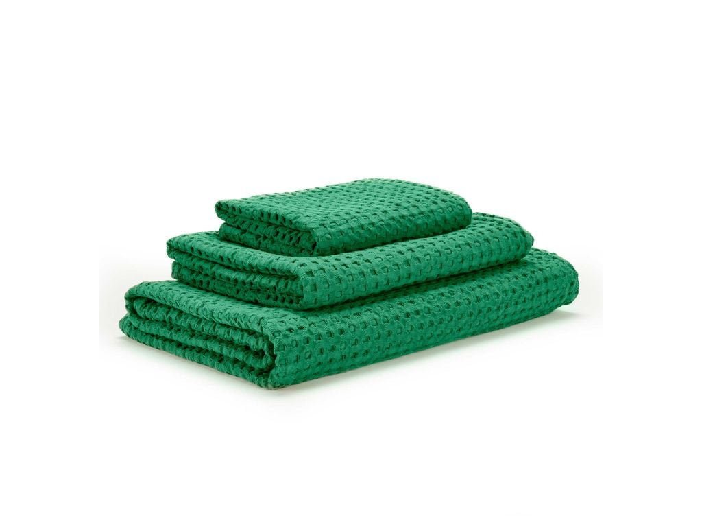 Green Waffle Egyptian Cotton Retro Towels Pousada - 230 Emerald - |VESIMI Design| Luxury and Rustic bathrooms online