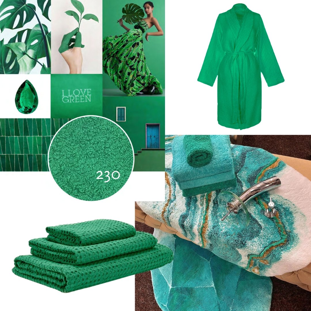 Green Waffle Egyptian Cotton Retro Towels Pousada - 230 Emerald - |VESIMI Design| Luxury and Rustic bathrooms online