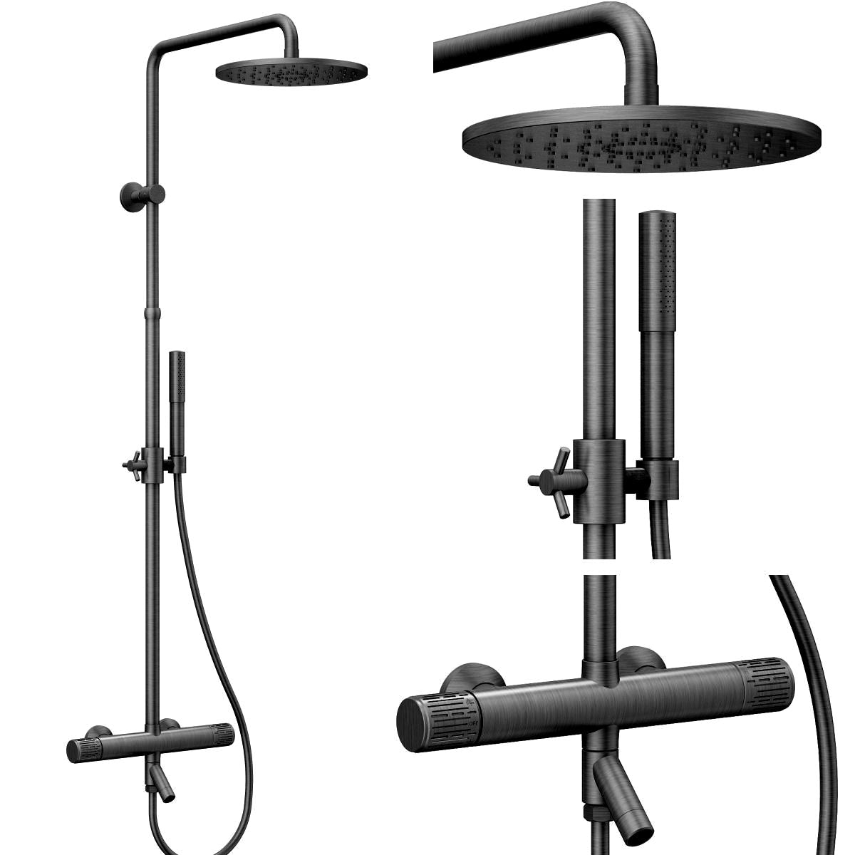 Gun Metal Luxury Thermostatic Shower set - |VESIMI Design| Luxury and Rustic bathrooms online