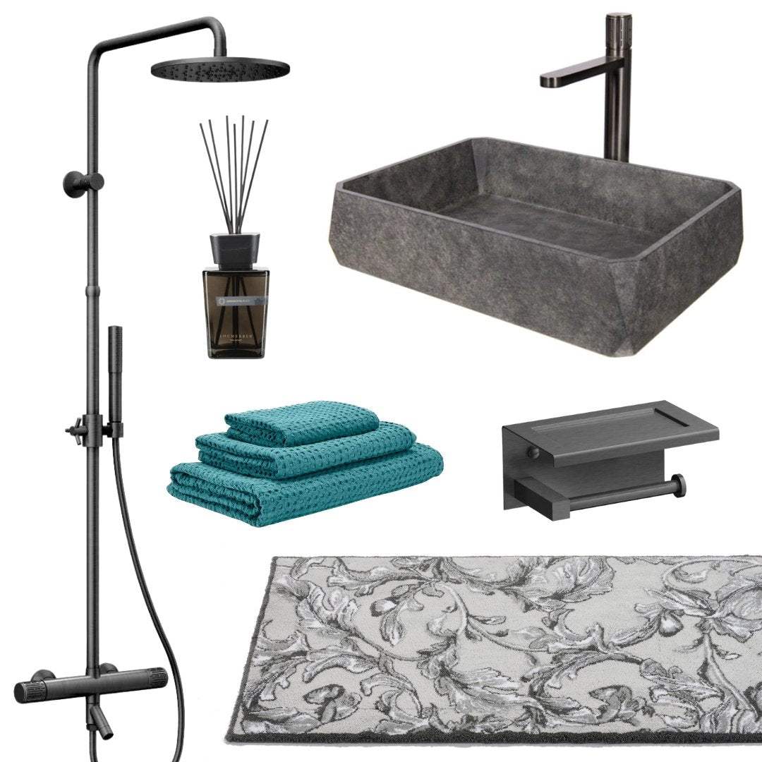 Gun Metal Luxury Thermostatic Shower set - |VESIMI Design| Luxury and Rustic bathrooms online