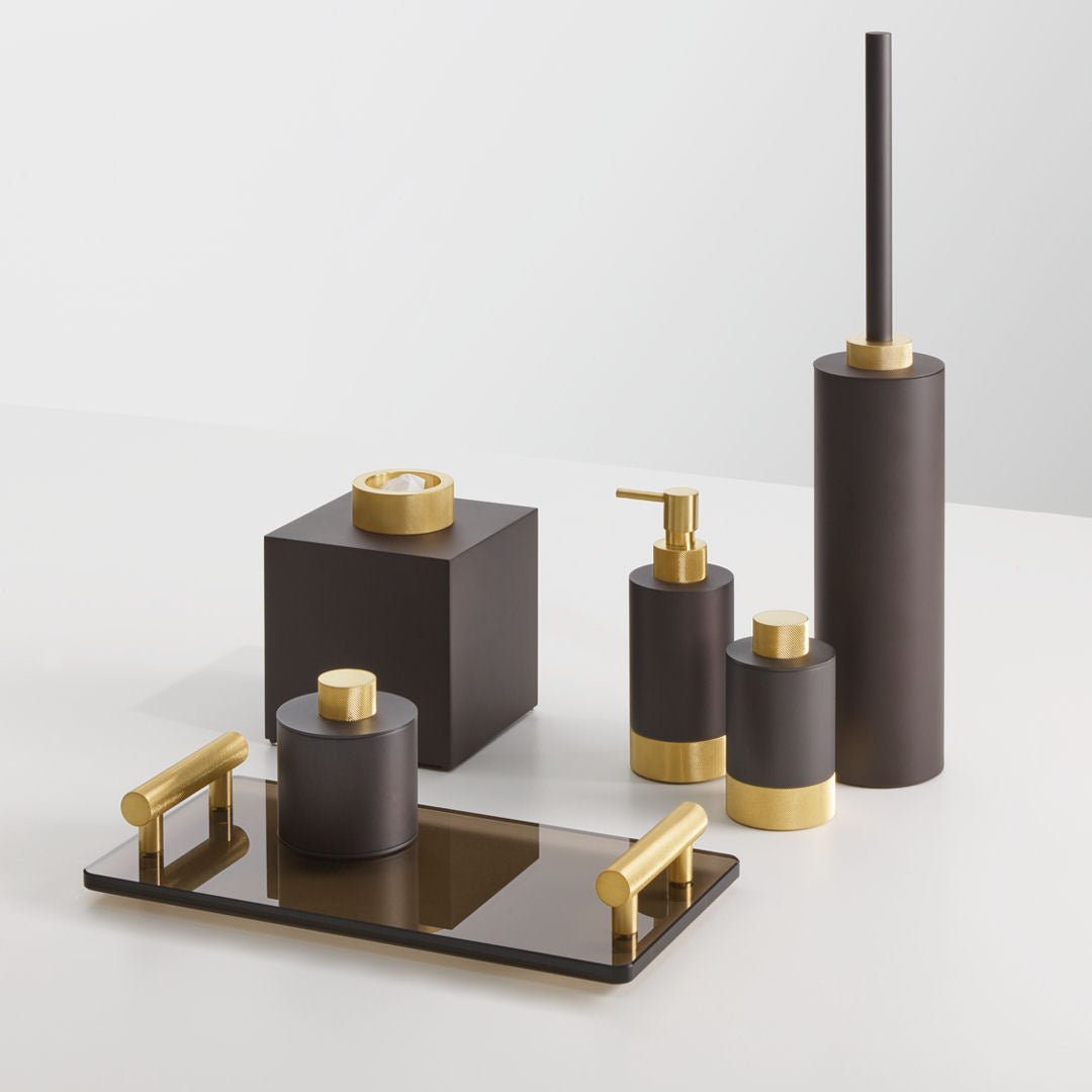 High-End Luxury Bathroom Accessories Matt Gold / Dark Bronze Box with Lid - |VESIMI Design|