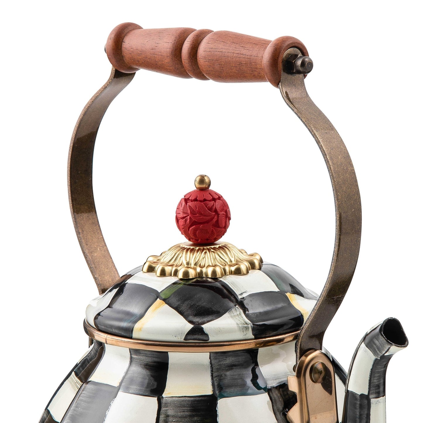 Iconic Black & White Courtly Check Enamel Tea Kettle by Mackenzie-Childs 1,89L - |VESIMI Design| Luxury and Rustic bathrooms online