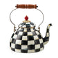 Iconic Black & White Courtly Check Enamel Tea Kettle by Mackenzie-Childs 2.84L - |VESIMI Design| Luxury and Rustic bathrooms online