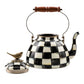 Iconic Black & White Courtly Check Enamel Tea Kettle with Bird 2.84L - |VESIMI Design|