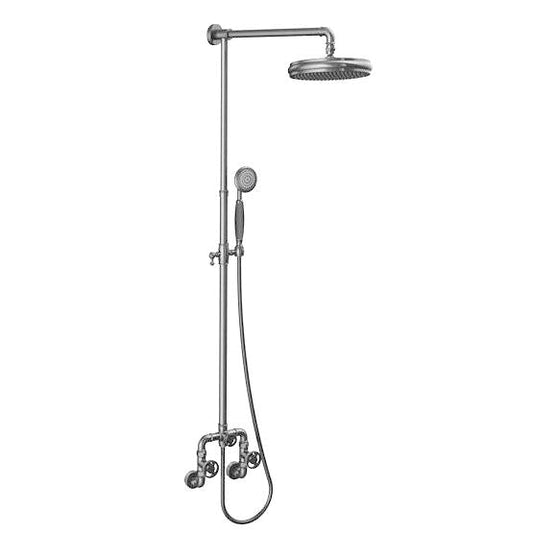 Industrial Bathroom Wheel Handles Nickel Shower Set - |VESIMI Design| Luxury and Rustic bathrooms online