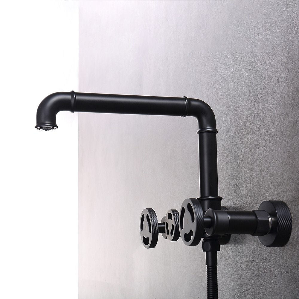 Water Pipes Design Industrial Black Matte Finish Bathtub Faucet