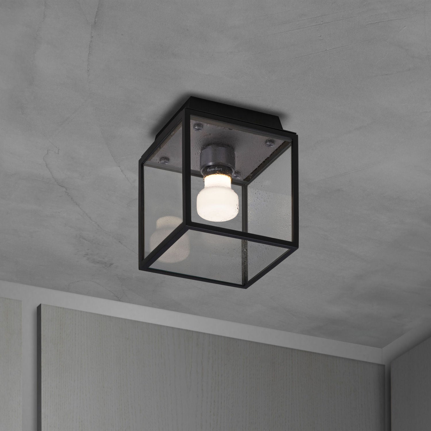 Industrial Small Caged Bathroom Ceiling Light in Gun Metal - |VESIMI Design|