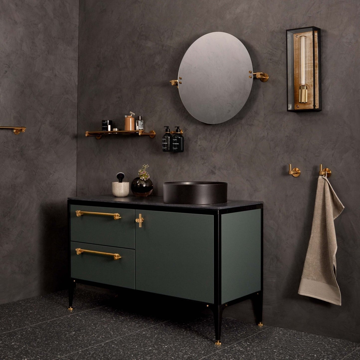 Liquid Soap or Shower Get Industrial Holder / Brass - |VESIMI Design| Luxury and Rustic bathrooms online