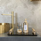 Luxury Bathroom Brown Glass Tray in Brushed Matt Gold - |VESIMI Design|