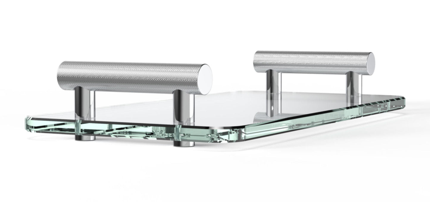 Luxury Bathroom Brown Glass Tray in Brushed Matt Gold - |VESIMI Design|
