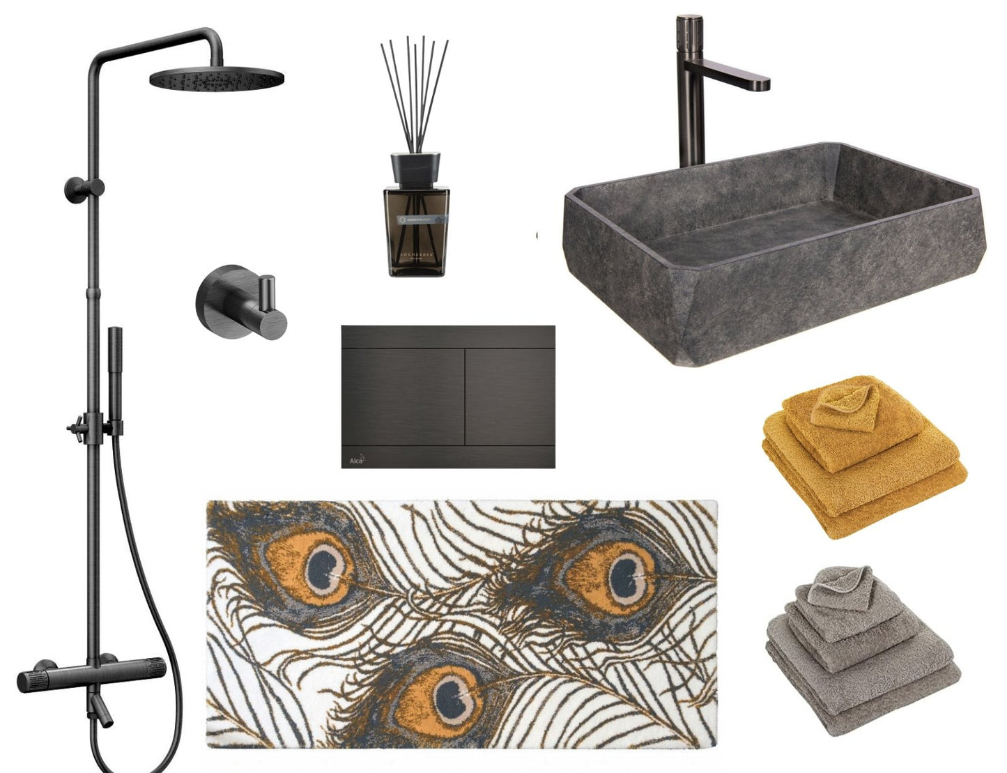 Luxury Bathroom Rug PEACOCK - |VESIMI Design| Luxury and Rustic bathrooms online