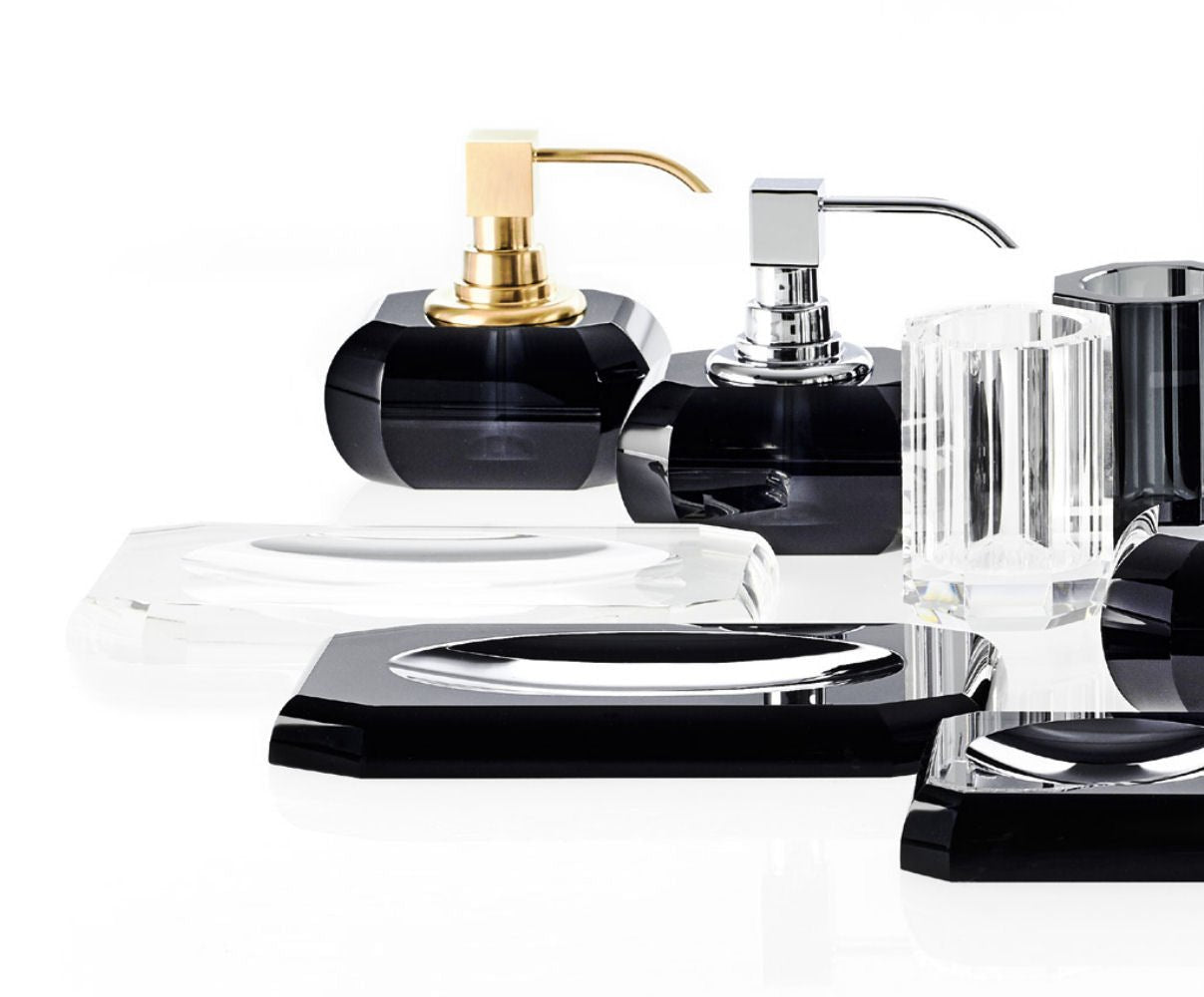 Luxury Black Matt Crystal Glass Liquid Soap Dispenser | Anthracite - |VESIMI Design| Luxury Bathrooms & Deco