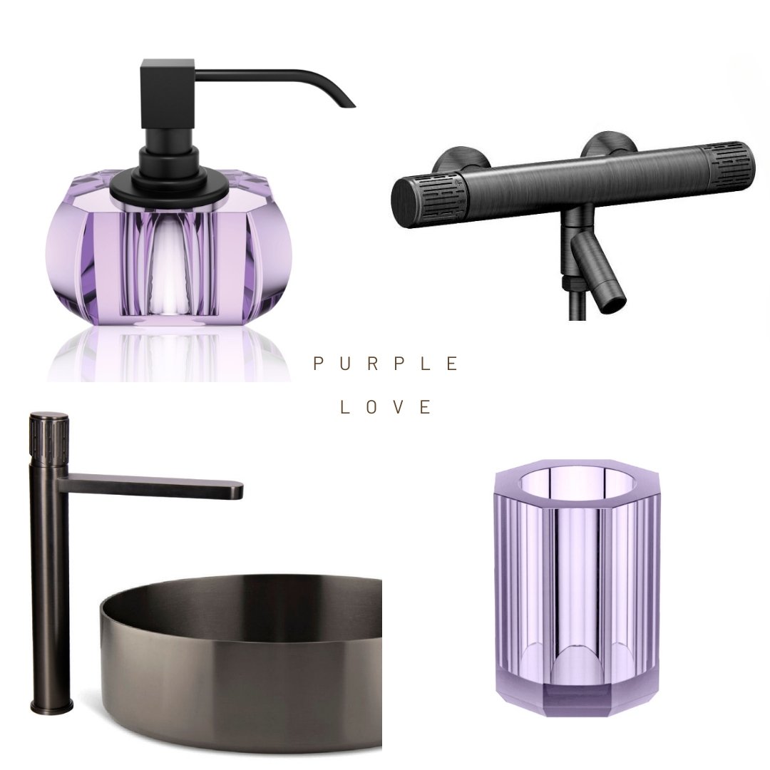 Luxury Black Matt Liquid Soap Glass Dispenser | Violet - |VESIMI Design|