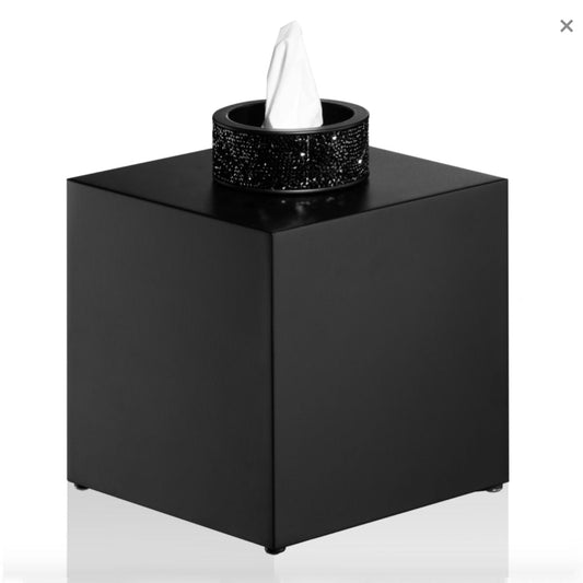 Luxury Black Matt Tissue Box with Swarowski® Crystals - |VESIMI Design|