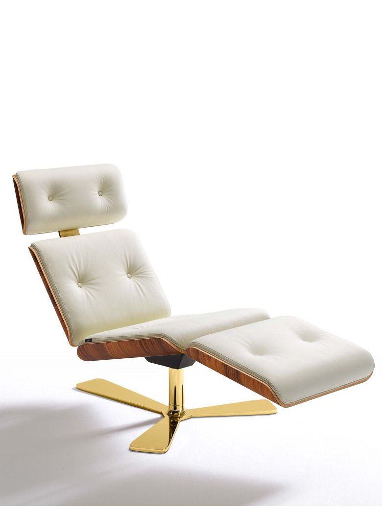 Luxury Chaise Longue 24k Gold Plated / White Genuine Italian Leather - |VESIMI Design| Luxury and Rustic bathrooms online