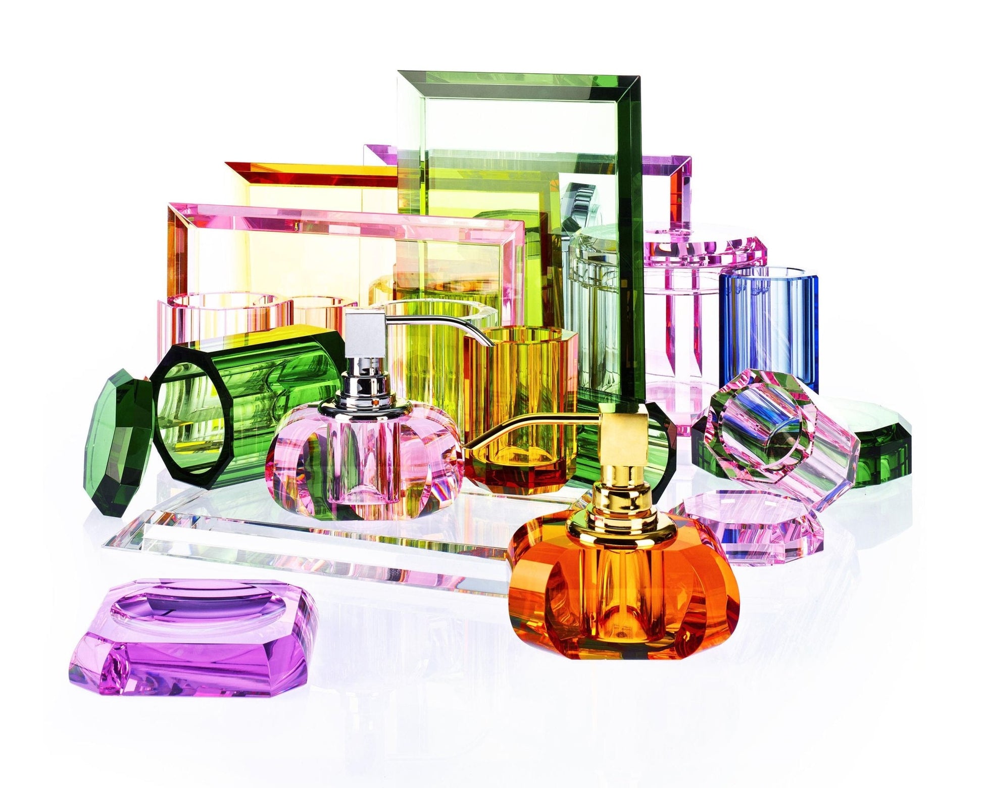 Luxury Crystal Liquid Soap Glass Dispenser | English Green - |VESIMI Design| Luxury and Rustic bathrooms online