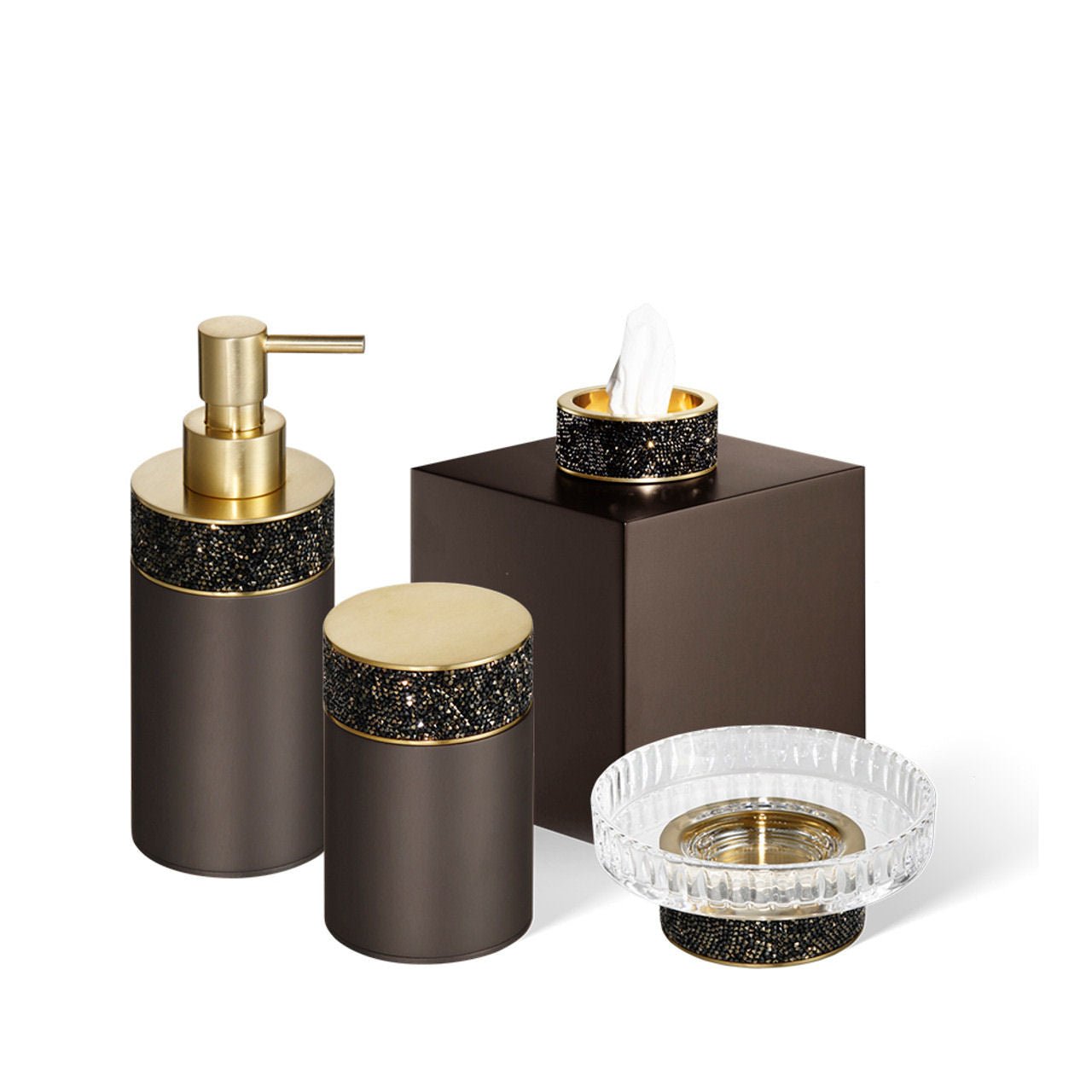 Luxury Decor Walther Dark Metal / Matt Gold Cosmetic Mirror with Swarowski® Crystals - |VESIMI Design|