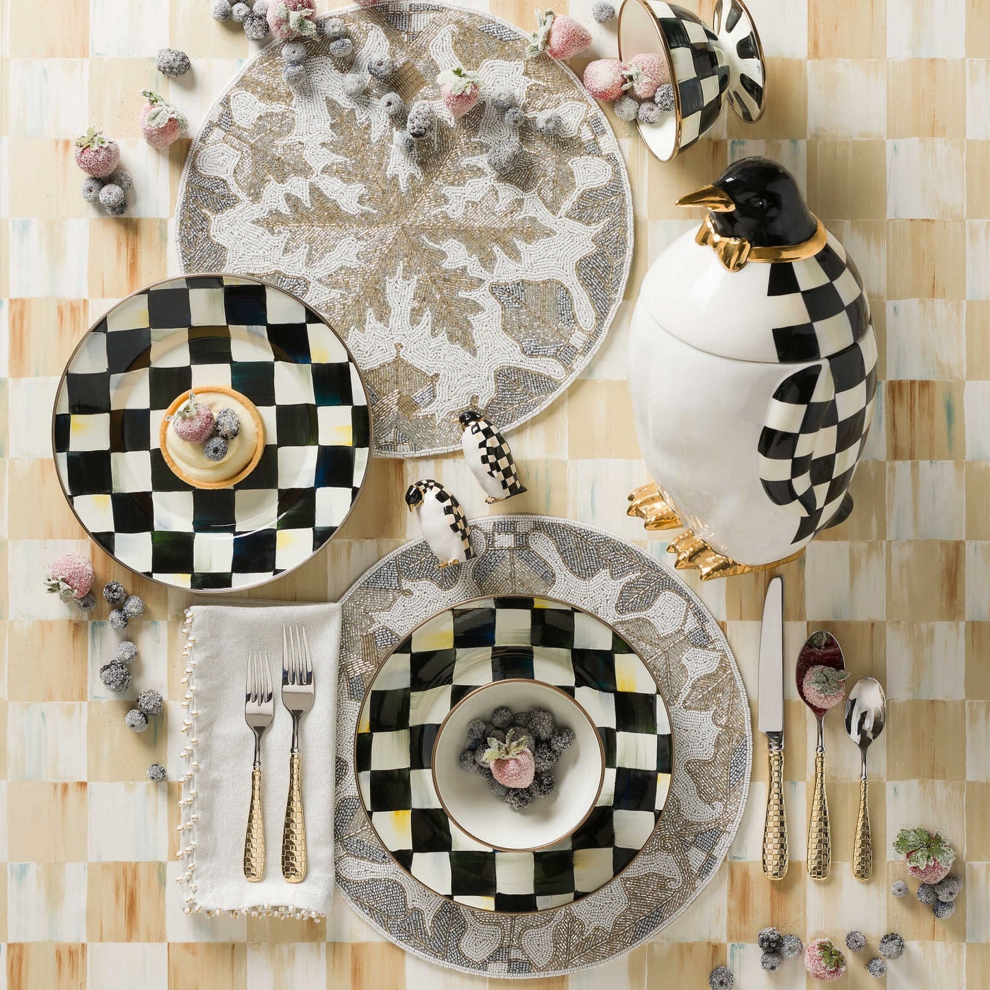 Luxury Dining - Courtly Check Enamel Dinner Plate by Mackenzie Childs - |VESIMI Design| Luxury and Rustic bathrooms online