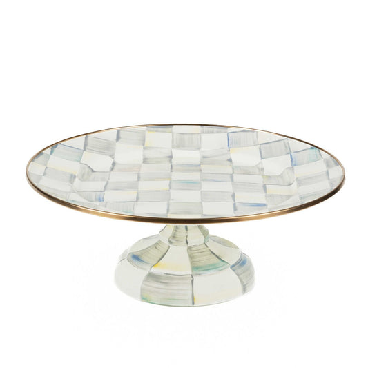 Luxury Dining Sterling Check Enamel Pedestal Platter - Small - |VESIMI Design| Luxury and Rustic bathrooms online