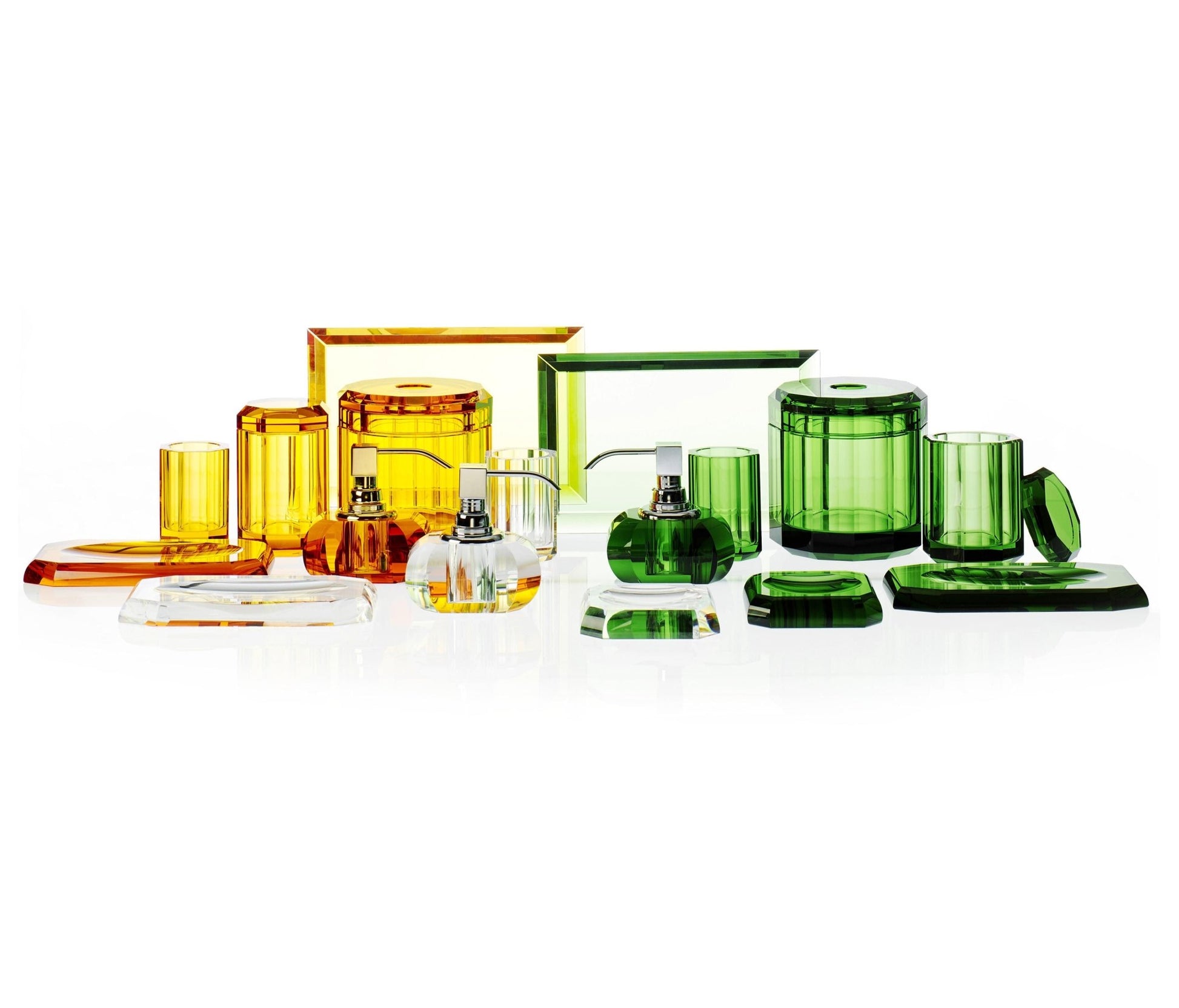 Luxury English GreenCrystal Glass Toothbrush Tumbler Holder - |VESIMI Design| Luxury Bathrooms & Deco