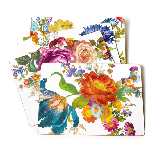 Luxury Flower Market Placemats - White - Set of 4 - |VESIMI Design| Luxury and Rustic bathrooms online