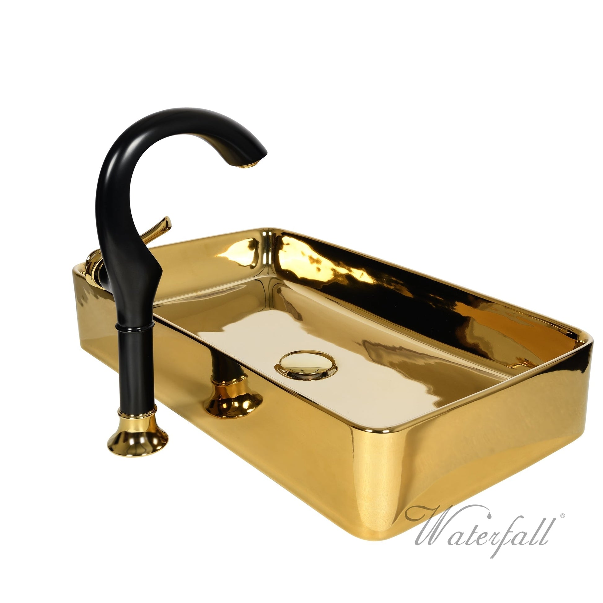 Luxury Gold Ceramic Sink and Single Handle Cairo Faucet Combo - |VESIMI Design| Luxury Bathrooms & Deco
