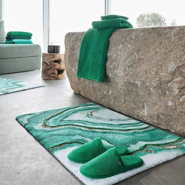 Luxury Green Color Bathroom Mat AGATHA - |VESIMI Design| Luxury and Rustic bathrooms online