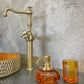 Luxury Matt Gold Crystal Liquid Soap Glass Dispenser | Amber - |VESIMI Design|