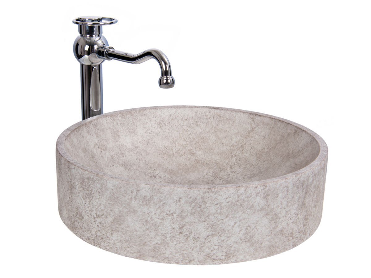 Luxury Skirted Concrete Basin with Sole Chrome Design Faucet - |VESIMI Design| Luxury Bathrooms & Deco
