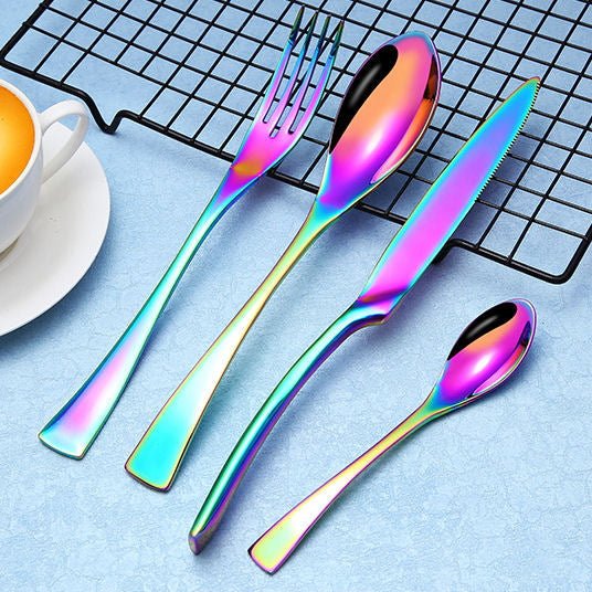 Luxury Stainless Steel Design Rainbow Cutlery - Set for 1 - |VESIMI Design| Luxury and Rustic bathrooms online