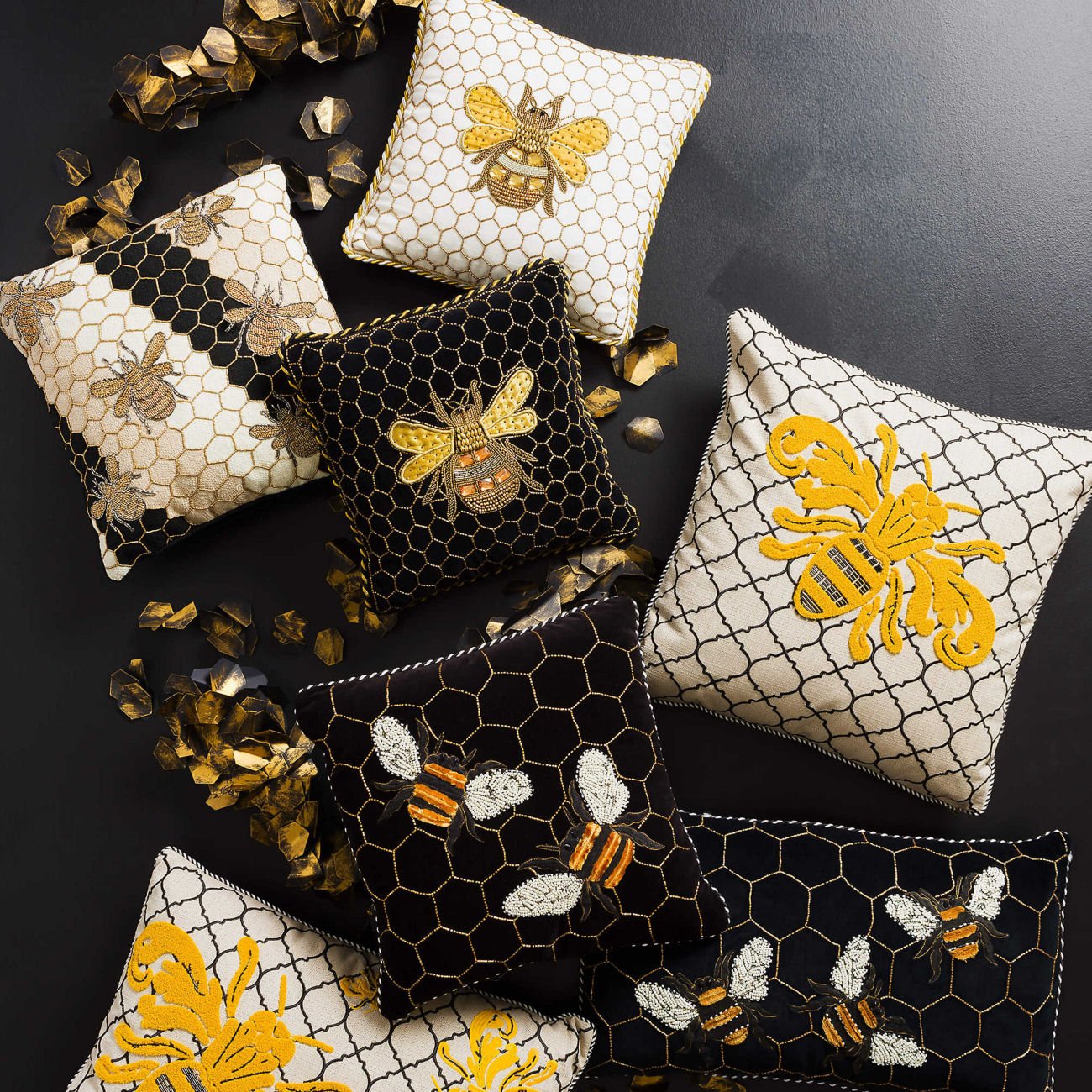 Mackenzie-Childs Black Queen Bee Pillow – |VESIMI Design|