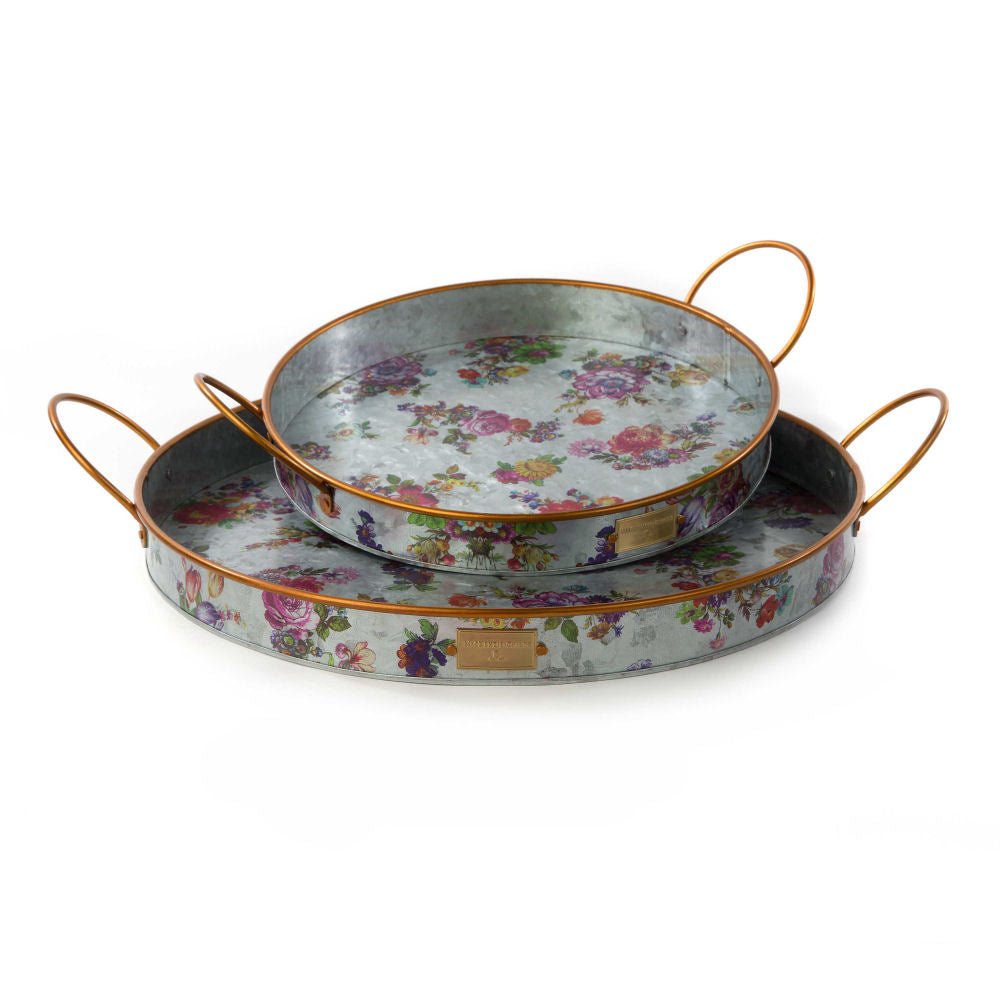 Mackenzie-Childs Flower Market Galvanized Serving Trays - Set of 2 - |VESIMI Design|