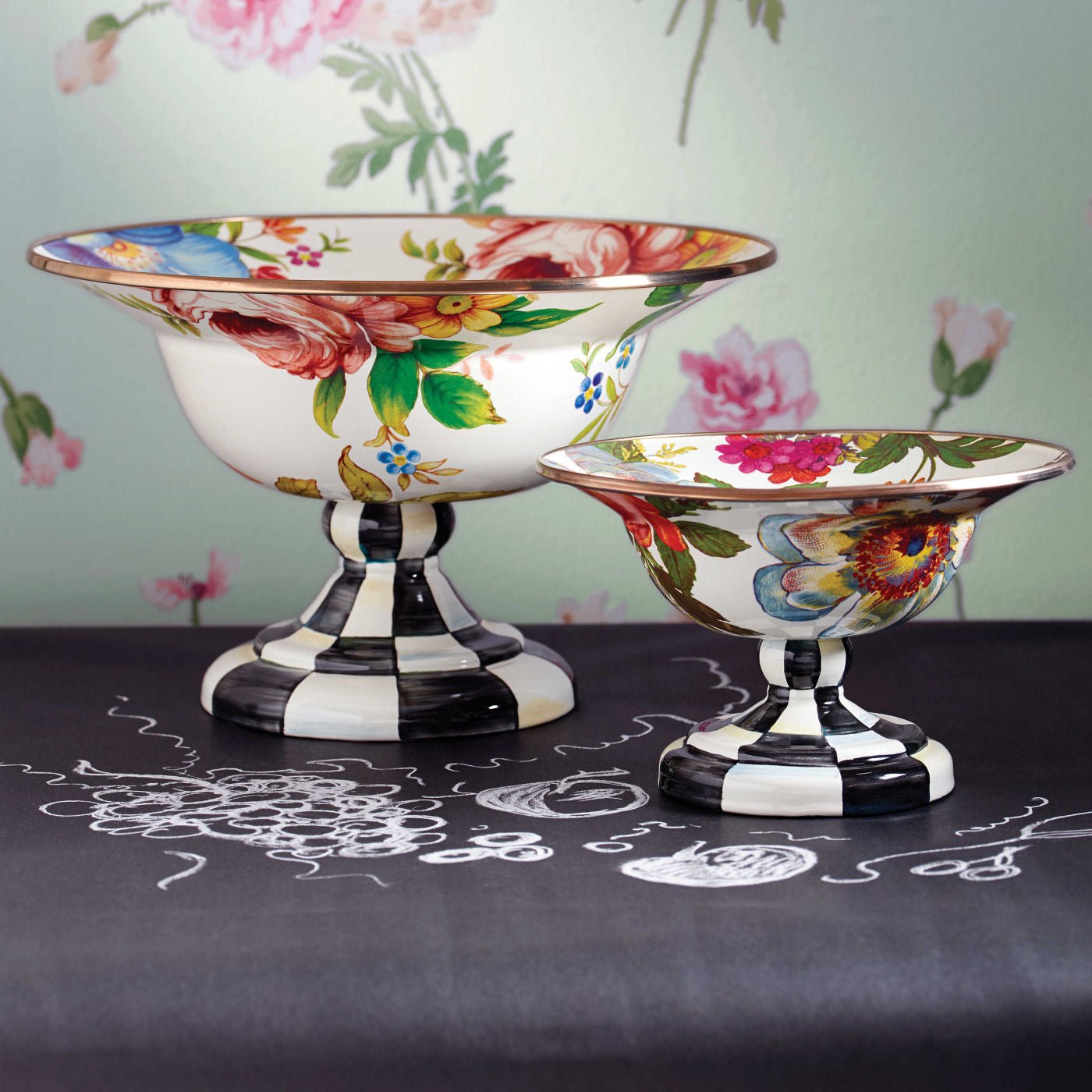 Mackenzie-Childs Flower Market Large Compote - White - |VESIMI Design|