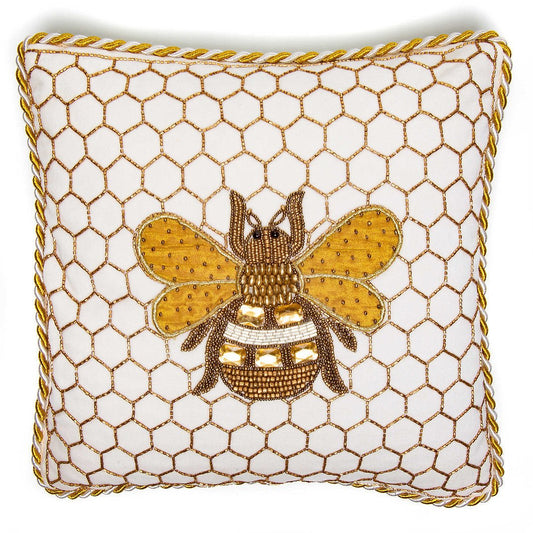 Mackenzie-Childs White Queen Bee Pillow - |VESIMI Design|