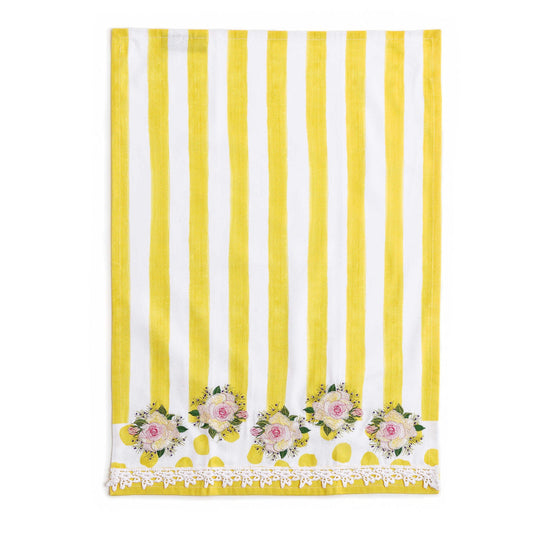 Mackenzie-Childs Wildflowers Dish Towel - Yellow - |VESIMI Design|