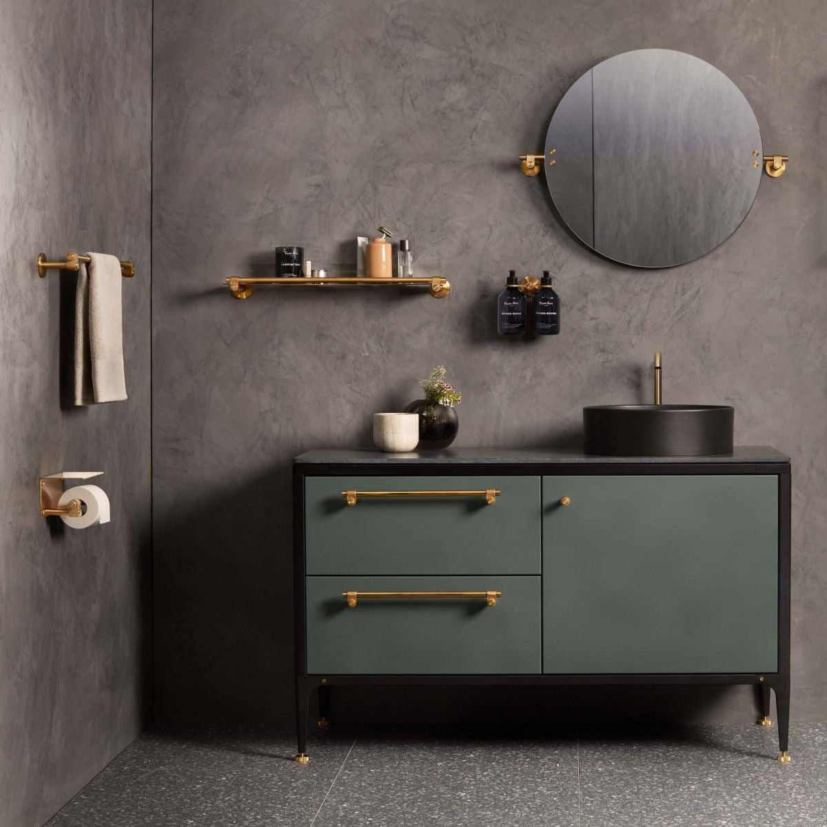 Massive Bathroom Cast Shelf Medium / Steel - |VESIMI Design| Luxury and Rustic bathrooms online