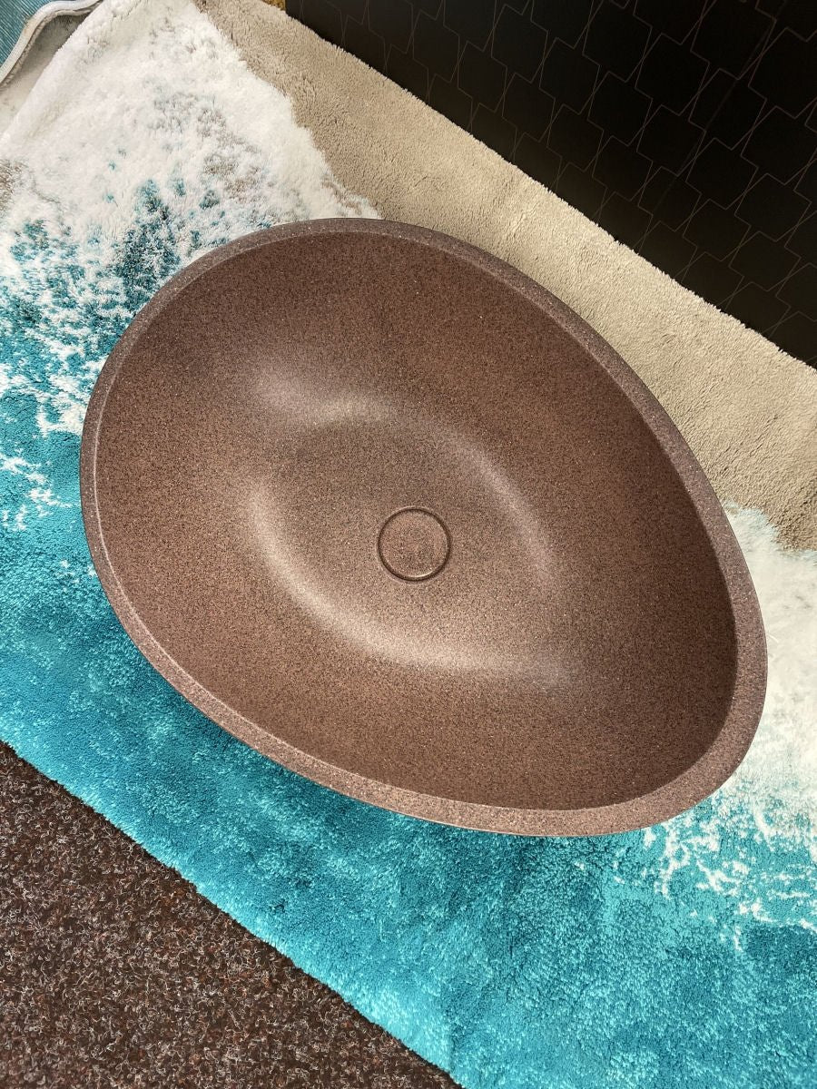 Natural Design Brown Concrete Bathroom Vessel Sink - |VESIMI Design| Luxury and Rustic bathrooms online
