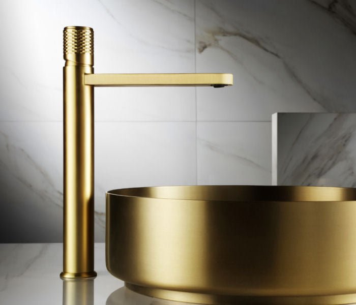 Opera Satin Gold Bathroom Vessel Sink Basin Faucet - |VESIMI Design| Luxury and Rustic bathrooms online
