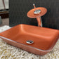 Orange-Copper Color Glass Sink Waterfall® Red Desert - |VESIMI Design| Luxury and Rustic bathrooms online