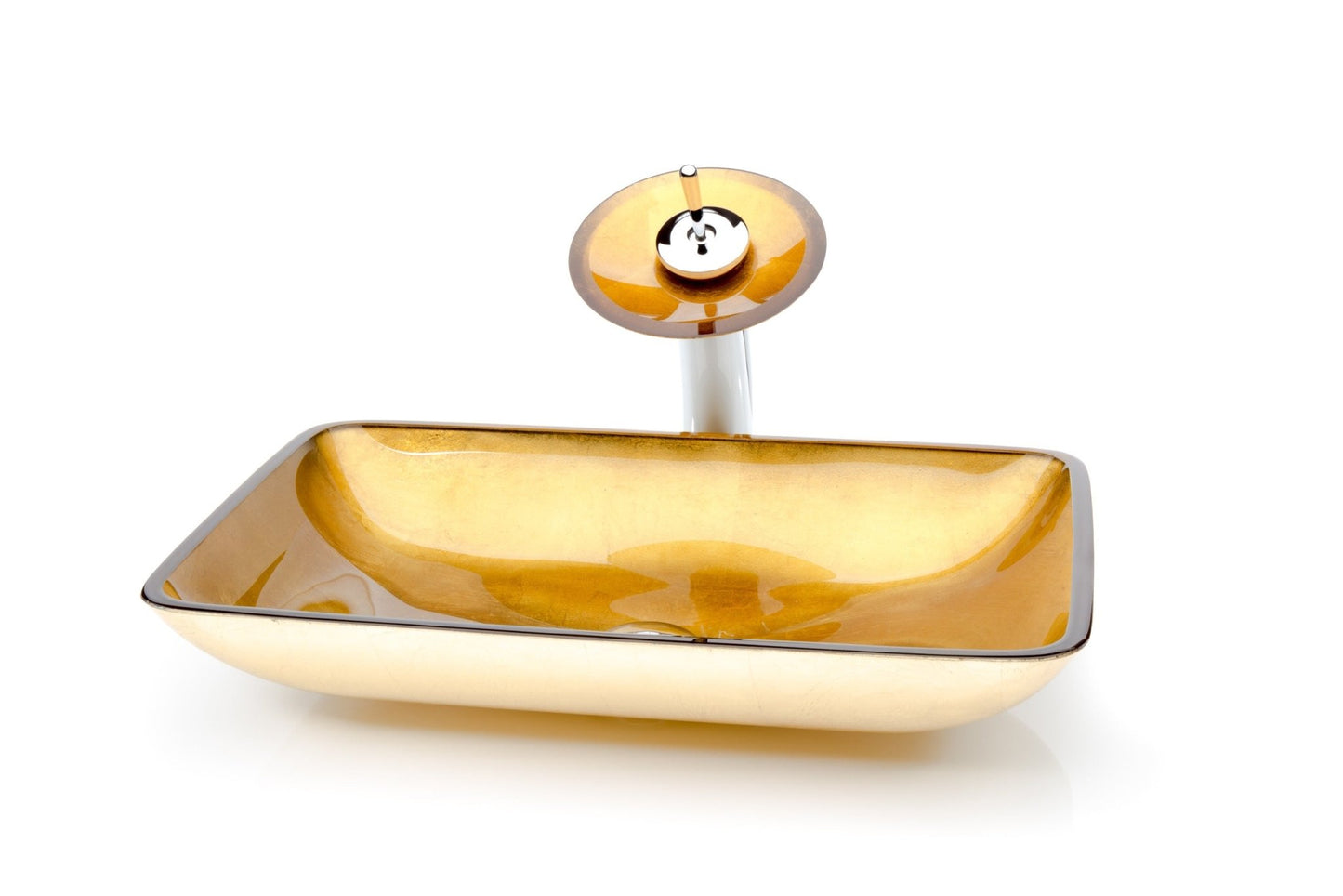 Orange Gold Rectangle Waterfall® Bathroom Sink Set - |VESIMI Design|