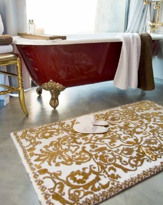 Gold Framed Bathroom Matbordered Luxury Bath Mat Setanti-slip